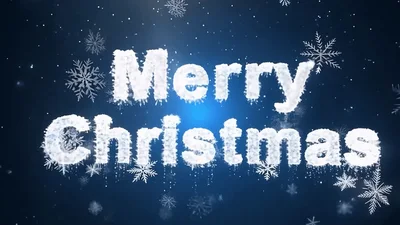 Merry Christmas Text Animation With Falling Snowflakes