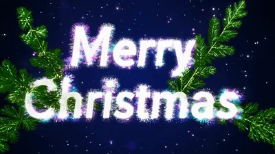 Merry Christmas Text Animation With Pine Branches