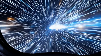Spaceship Traveling Through Hyperspace Warp Speed