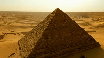 Aerial View Of Ancient Pyramid In The Desert