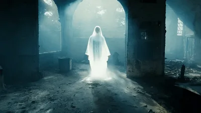Ghostly Figure Standing In A Dilapidated Abandoned Building