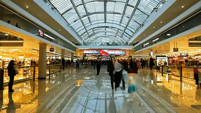Time Lapse Of Busy Pedestrians Walking Through Modern Shopping Mall
