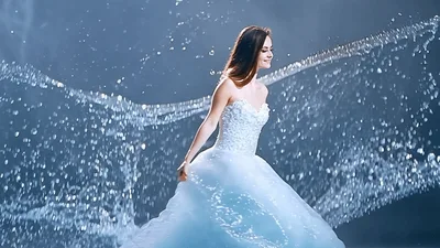 Woman In White Wedding Dress Surrounded By Water Wings