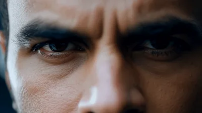 Close Up Of A Man Staring Intensely
