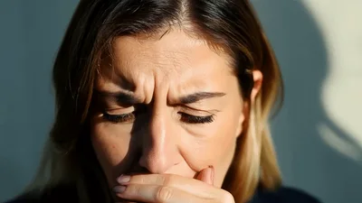 Woman Expressing Concern And Anxiety In Close Up