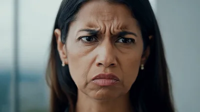 Close Up Of A Woman Expressing Frustration And Anger