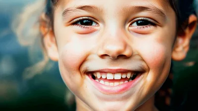 Close Up Portrait Of A Smiling Young Girl