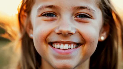 Close Up Portrait Of A Smiling Young Girl
