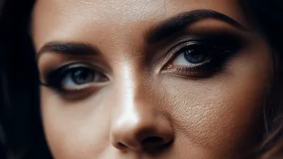 Close Up Portrait Of A Beautiful Woman With Makeup