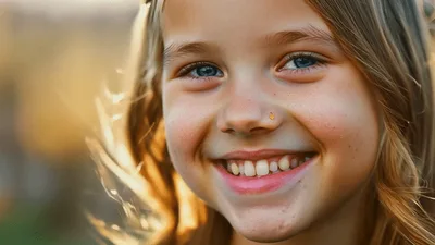 Close Up Portrait Of A Smiling Young Girl