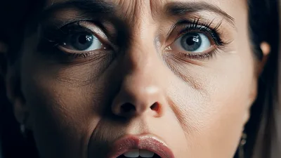 Close Up Of A Woman With A Shocked Expression