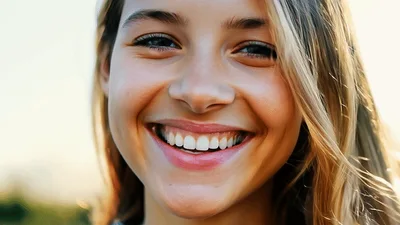Close Up Portrait Of A Smiling Young Woman
