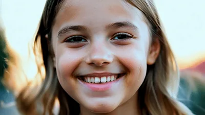 Close Up Portrait Of A Smiling Young Girl