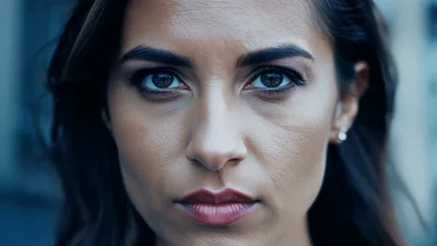Close Up Portrait Of A Beautiful Woman Looking Forward