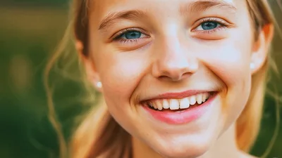 Close Up Portrait Of A Smiling Young Girl