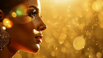 Beautiful Indian Woman With Traditional Jewelry In Golden Light