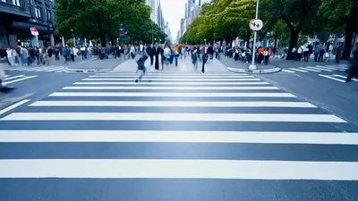 Time Lapse Of Pedestrians Crossing A Busy City Street