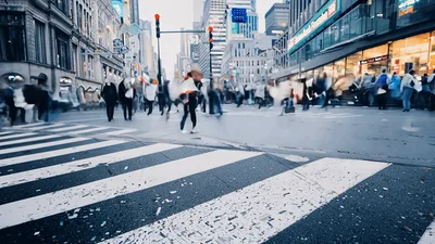 Time Lapse Of Pedestrians Crossing A Busy City Intersection