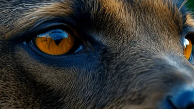 Close Up Of A Dog Eye Looking Around