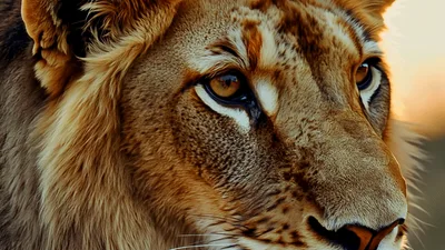 Close Up Portrait Of A Majestic Lion