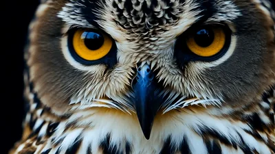 Close Up Portrait Of A Great Horned Owl