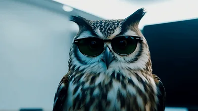 Cool Owl Wearing Sunglasses Looking Around