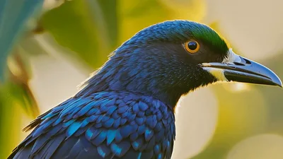 Close Up Portrait Of A Satin Bowerbird