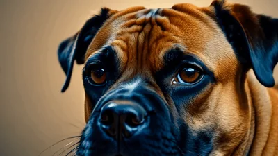 Close Up Portrait Of A Boxer Dog