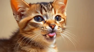 Cute Tabby Kitten Sticking Out Its Tongue