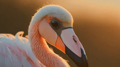 Close Up Portrait Of A Pink Flamingo Turning Head