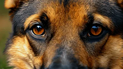 Close Up Portrait Of A German Shepherd Dog