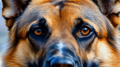 Close Up Portrait Of A German Shepherd Dog