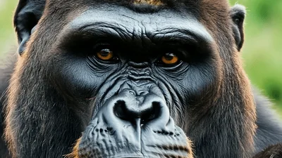 Close Up Portrait Of A Silverback Gorilla