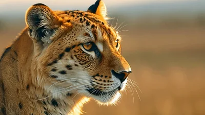 Majestic Cheetah Profile Looking Across African Savanna