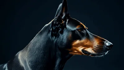 Portrait Of A Doberman Pinscher Dog