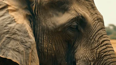 Close Up Portrait Of An African Elephant