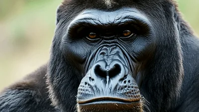 Close Up Portrait Of A Majestic Silverback Gorilla