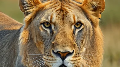 Close Up Portrait Of A Majestic Male Lion