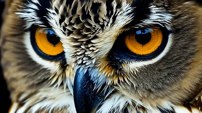 Close Up Portrait Of An Owl Blinking