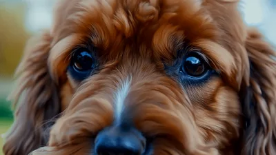 Close Up Portrait Of A Cute Brown Puppy