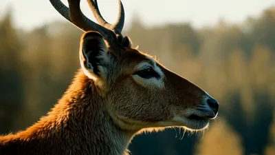 Close Up Portrait Of A Male Lechwe Antelope