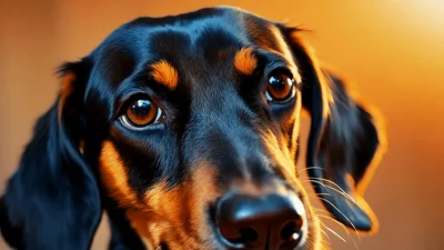 Close Up Portrait Of A Dachshund Dog