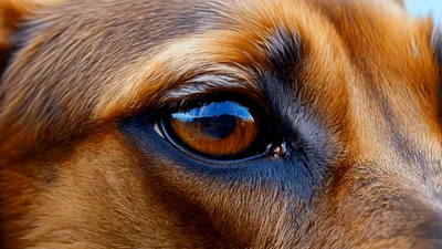 Close Up Of A Brown Dog Eye Blinking