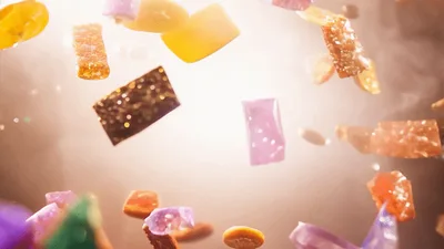 Assorted Colorful Candies Exploding Into The Air