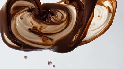 Dark And White Chocolate Swirling Together