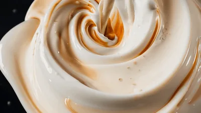 Creamy Caramel Swirl Mixing In Slow Motion