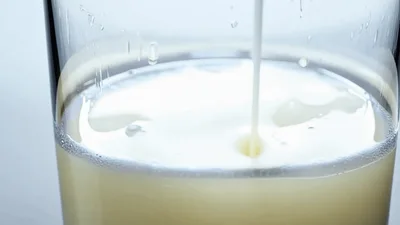Milk Being Poured Into A Clear Glass