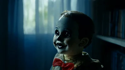 Creepy Vintage Doll Turning Head In Dark Room