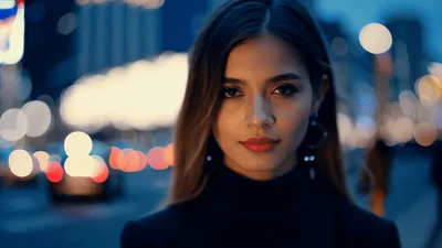 Young Woman Staring Into Camera On City Street
