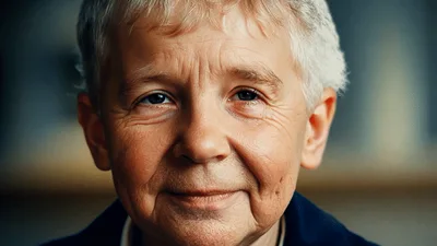 Young Boy Aging Rapidly Into Elderly Woman Portrait
